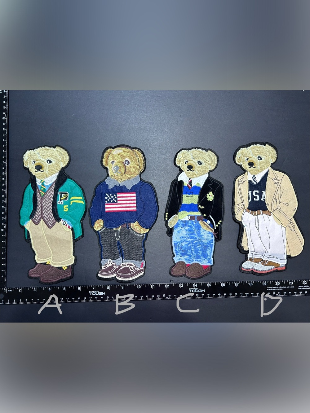 Ralph Lauren Polo Bear Embroidered Patches a lot of 4 /9.5”X4”/Sew-on